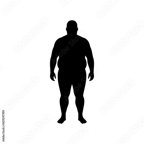 Fat man silhouette vector flat illustration design. 