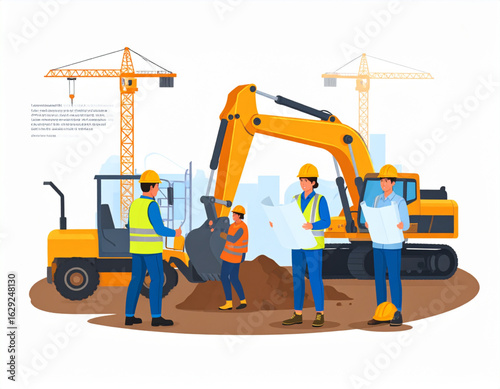 construction site with crane and truck
