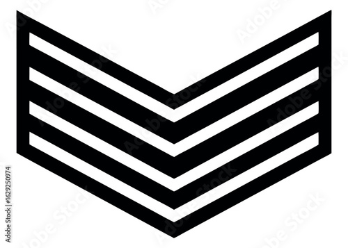 Black chevrons with white stripes representing military rank or achievement silhouette