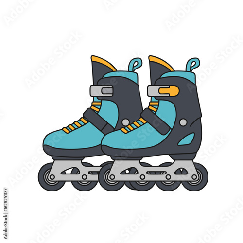 Colorful rollerblades for outdoor skating in stylish design  