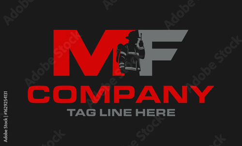 letter MF logo Fire Fighter, vector illustration	