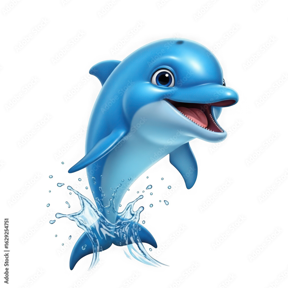 Obraz premium A happy dolphin jumping out of water on a transparent background