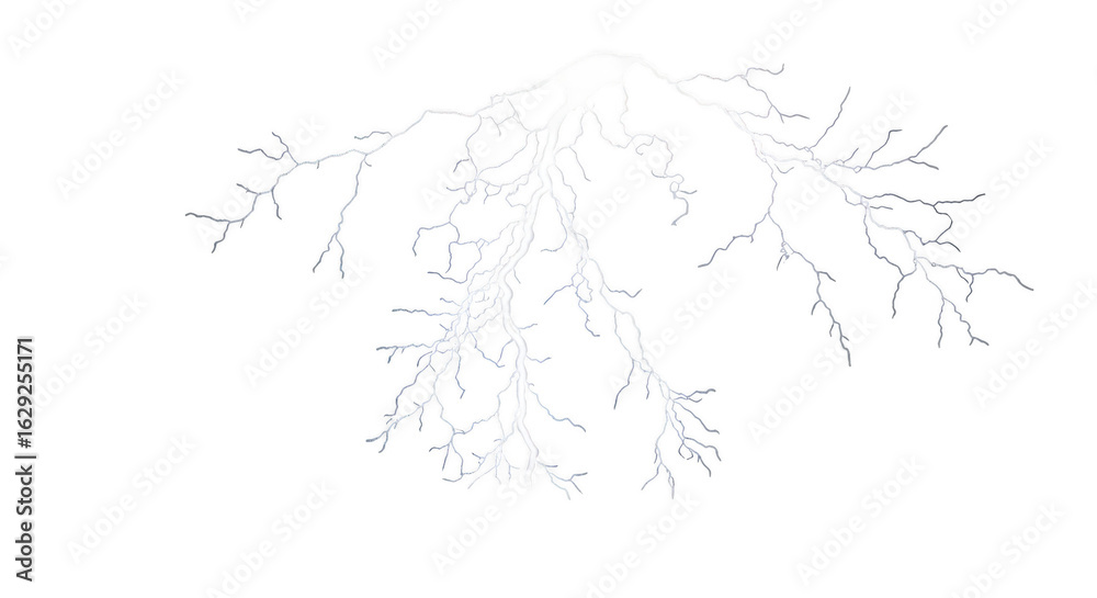 Fototapeta premium White lightning bolt striking down isolated on transparent background