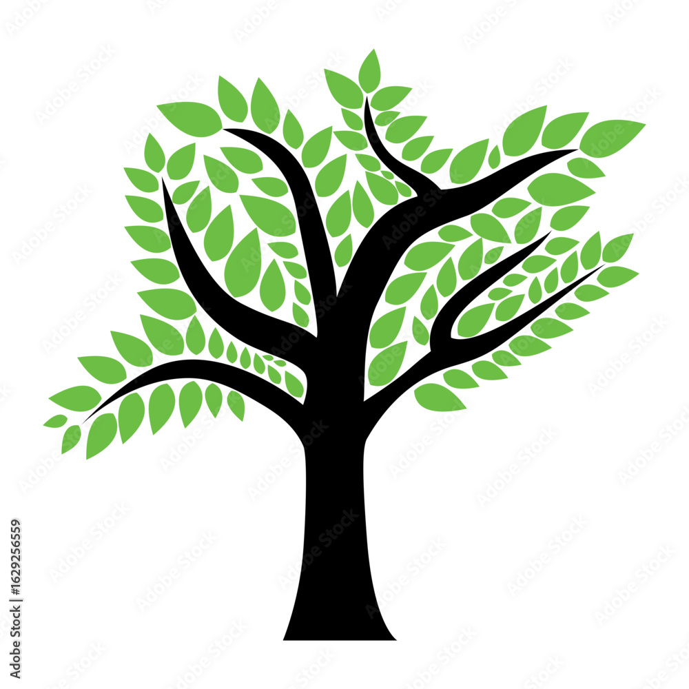 Obraz premium Vector tree with green leaves