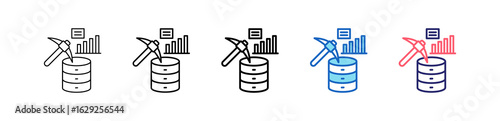 Data Mining Icon In 5 Different Styles Set Collection.   