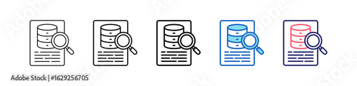 Search Data Icon In 5 Different Styles Set Collection.   