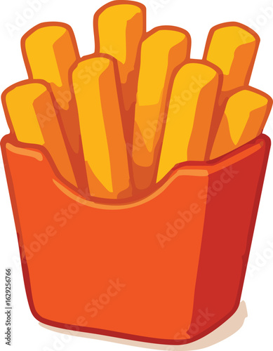 Delicious Golden French Fries in Red Container.