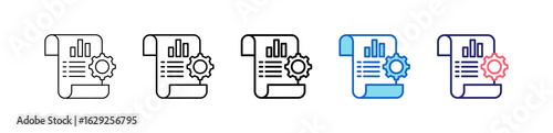Data Report Icon In 5 Different Styles Set Collection.   