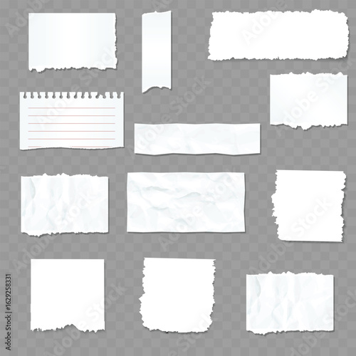 Wallpaper Mural Set of White Realistic Torn Paper Notes. Ripped Edges. Vector Torontodigital.ca