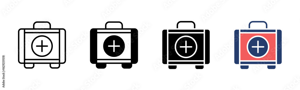 Fototapeta premium First Aid icon sheet multiple style collection