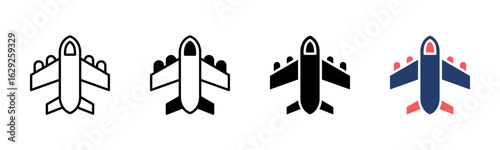 Airplane icon sheet multiple style collection