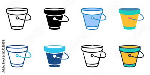Wallpaper Mural Bucket icon set multiple style collection 
 Torontodigital.ca