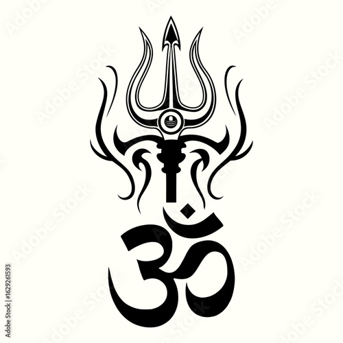 Shiva's Trident and Om Symbol