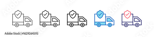 Truck Icon In 5 Different Styles Set Collection.   