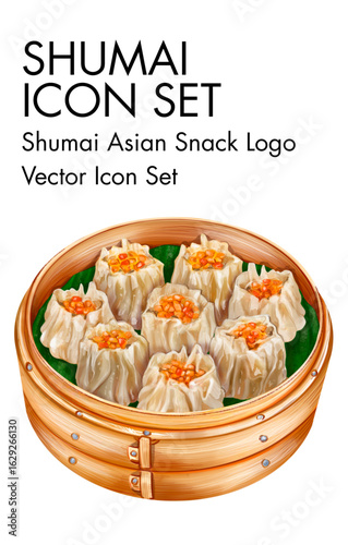 Shumai asian snack logo vector Icon set