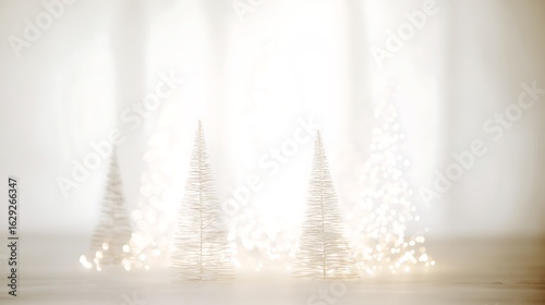 Minimalist Christmas trees in a dreamy landscape