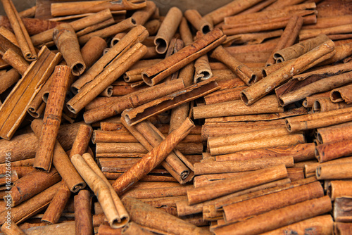 Aromatic cinnamon sticks, closeup