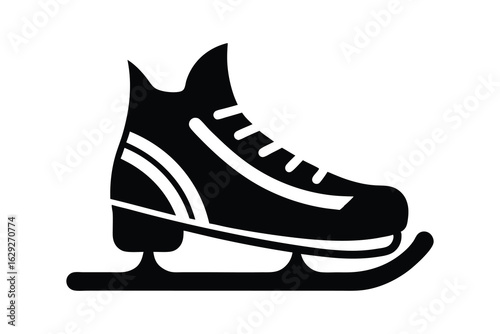 ice hockey skates shoe silhouette on white background