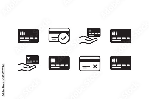 Vector Icons for Credit Card, Contactless Payment, and Banking Status