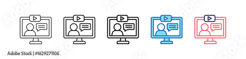 Video Call Icon In 5 Different Styles Set Collection.   