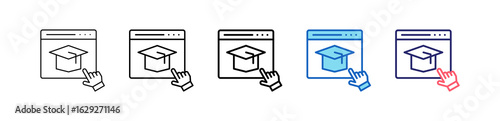 Elearning Icon In 5 Different Styles Set Collection.   
