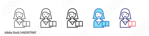 Teacher Icon In 5 Different Styles Set Collection.   