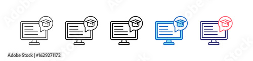 Elearning Icon In 5 Different Styles Set Collection.   