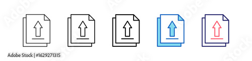 Upload Icon In 5 Different Styles Set Collection.   
