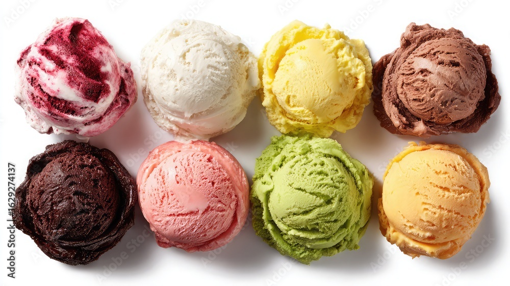 Fototapeta premium Ice cream scoops variety flavors assorted delicious treat