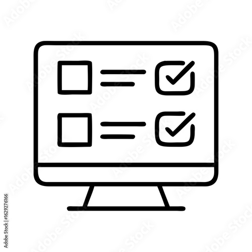 Online survey checklist on computer screen for digital form submission and task management