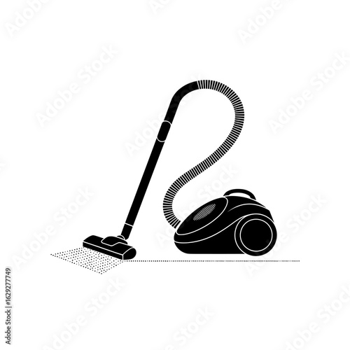 Black and White Vacuum Cleaner Illustration Minimalist Design for Cleanliness and Home Maintenance Concepts Perfect for Cleaning Service Websites