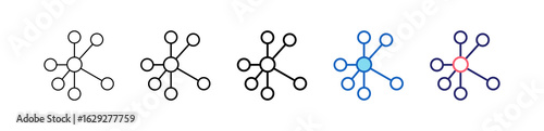 Node Icon In 5 Different Styles Set Collection.   