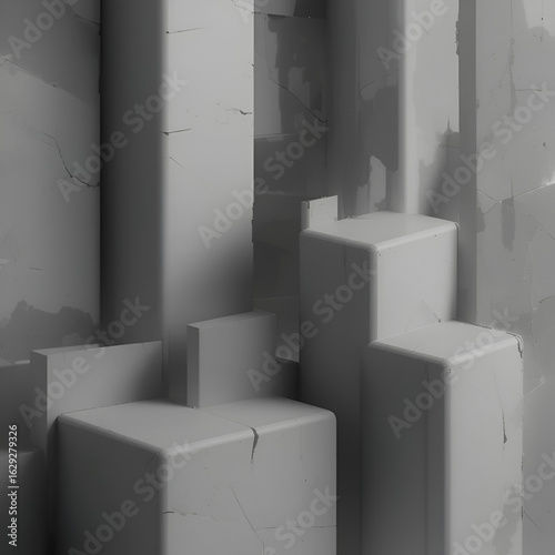 Obraz na płótnie Abstract cubic minimalist background with sharp geometric blocks