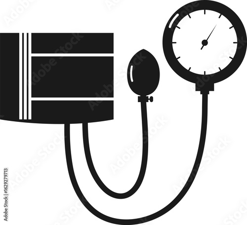 Black shapes manual blood pressure icon isolated on white