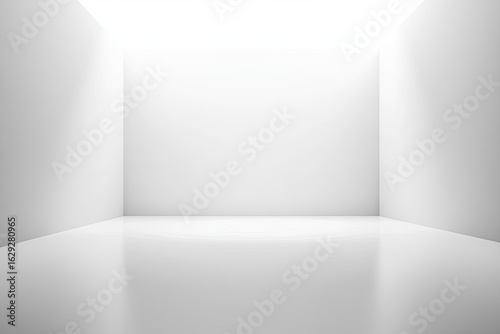 Wallpaper Mural A minimalist, bright white room with seamless walls, floor, and ceiling; softly lit from above, creating subtle reflections on the polished floor Torontodigital.ca