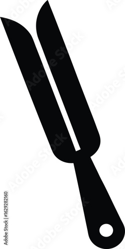 Black silhouette icon of a hair straightener. Hairstyling tool isolated on a white background.