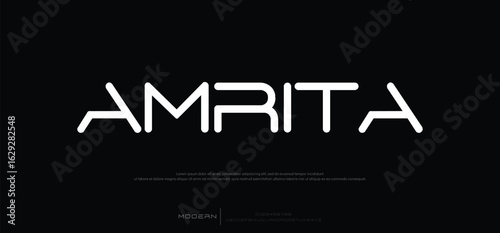 Amrita modern minimal flat alphabet capital letter logo design