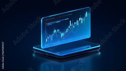 Stock market analysis and trading platform on mobile phone screen interface design