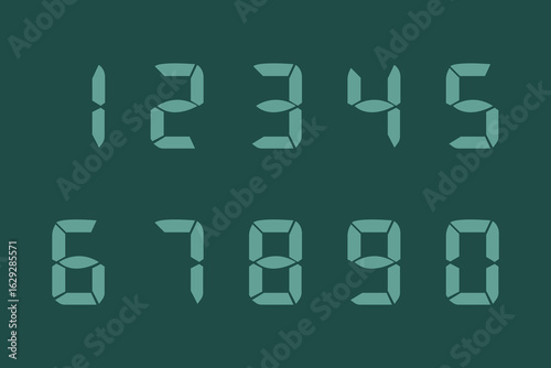 Digital numbers in vector 0 and 10 on white background.