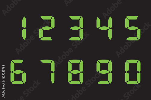 Digital numbers in vector 0 and 10 on white background.
