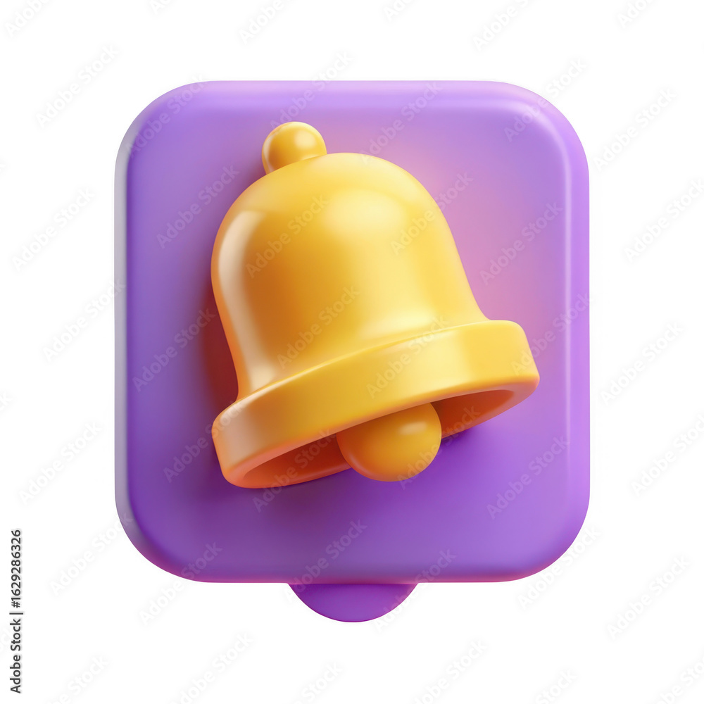 Fototapeta premium 3d notification bell icon isolated on transparent background