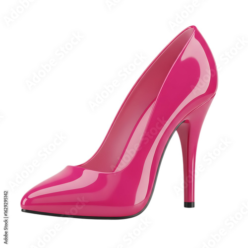 Bild auf Leinwand Glossy pink high heel shoe isolated on transparent background