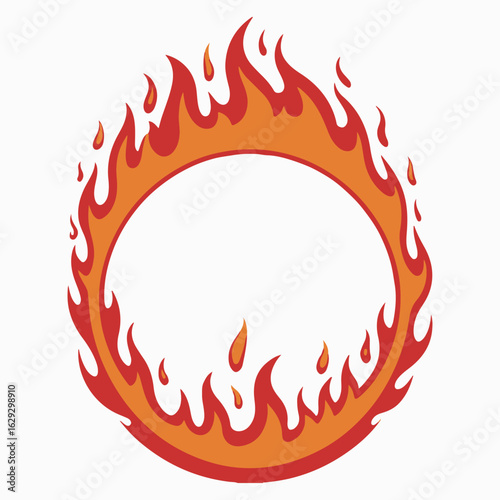 Burning circle of flames illustration for graphic design and creative conceptualization