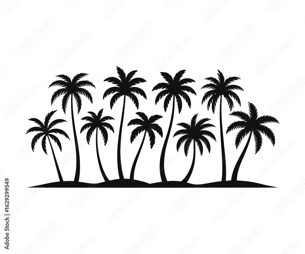 Fototapeta premium Palm trees silhouettes collection