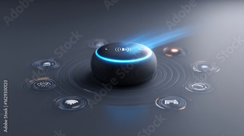 Voice-activated digital assistant glowing with light