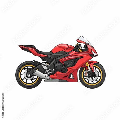 Sleek Red and Black Sport Motorcycle with Modern Aerodynamic Design