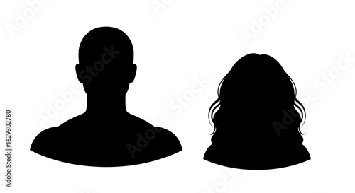 Silhouette of a Bald Man with Broad Shoulders in Black.