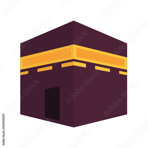 Kaaba islamic building vector illustration, kaaba clip art, ka'ba mecca flat icon for muslim islam religion