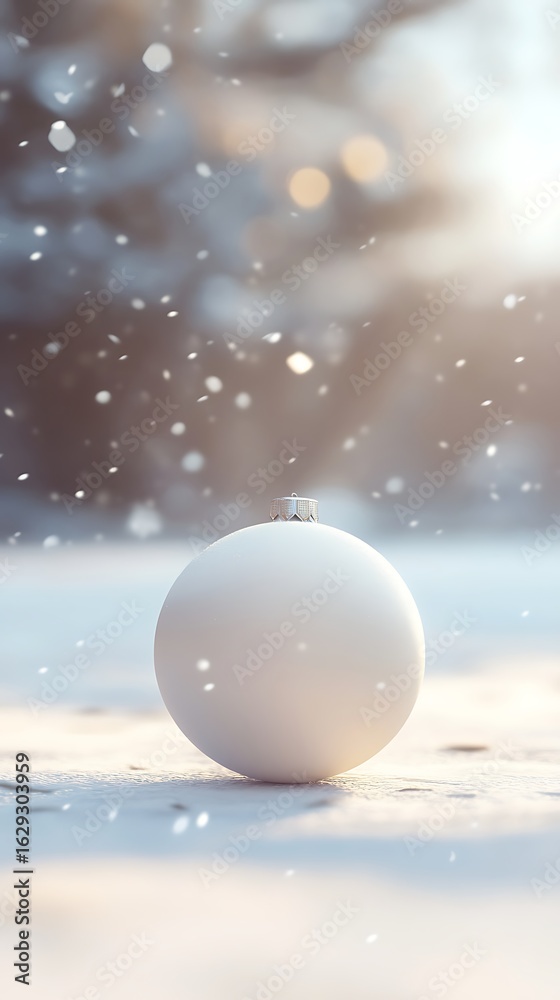 Fototapeta premium White christmas ornament in snow