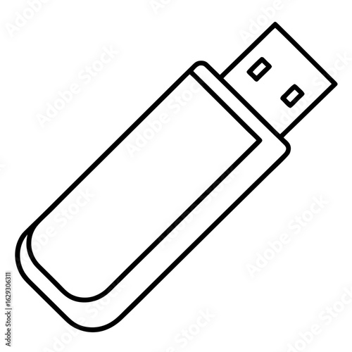 usb drive icon one line art